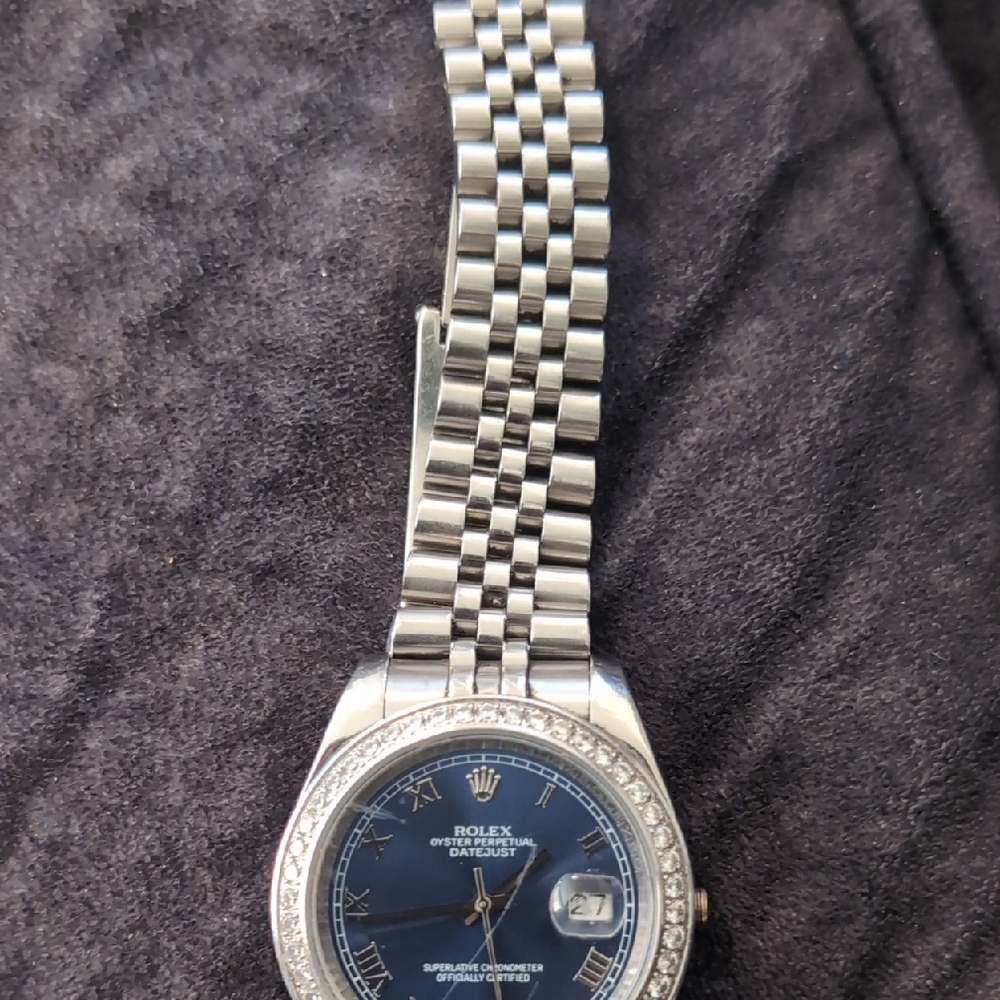 Rolex Datejust with Silver Bracelet and Dark Blue Dial